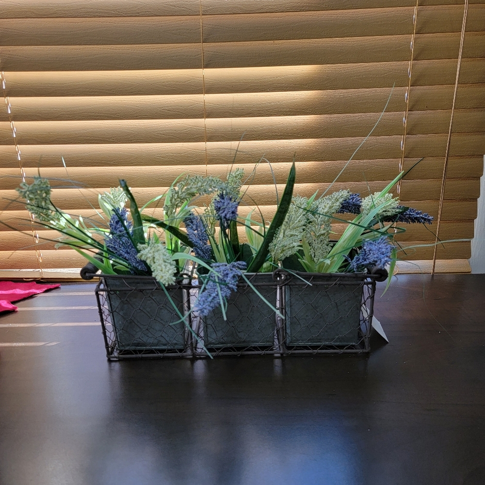 Rustic Metal Planter Storage Box - Picture 2 of 7